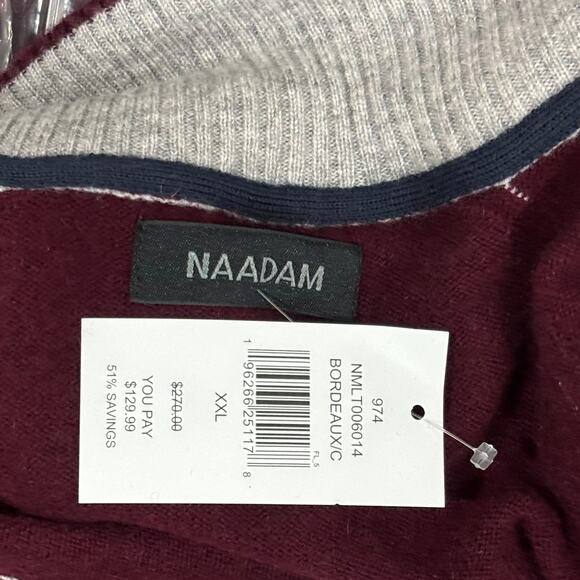 NWT Naadam Men’s Size XXL Burgundy Wool Cashmere 1/4 Zip Sweatshirt Sweater $279 - Picture 2 of 5